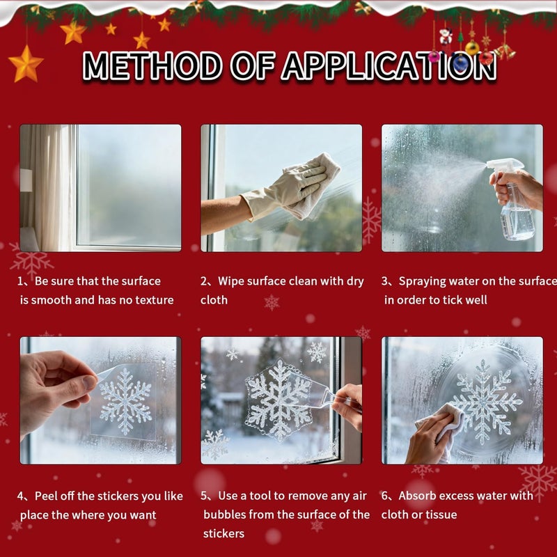 MAOTOAM Christmas Decoration Christmas Window Cling Stickers 4 Sheets, Double-Sided Static Xmas Decorations - Cute Snowflake,Snowman and Gingerbread Man Stickers for Glass Windows, Winter Holiday Party - Image 3